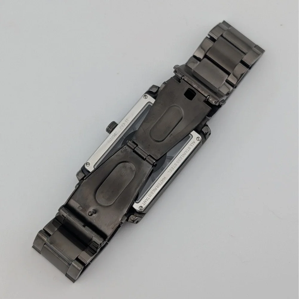 Kenneth Cole New York Transparency Dial Gunmetal Watch SS Oversized Box Links